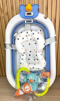 Bañera Plegable para Bebé con Soporte Acolchado y Regadera Portátil
