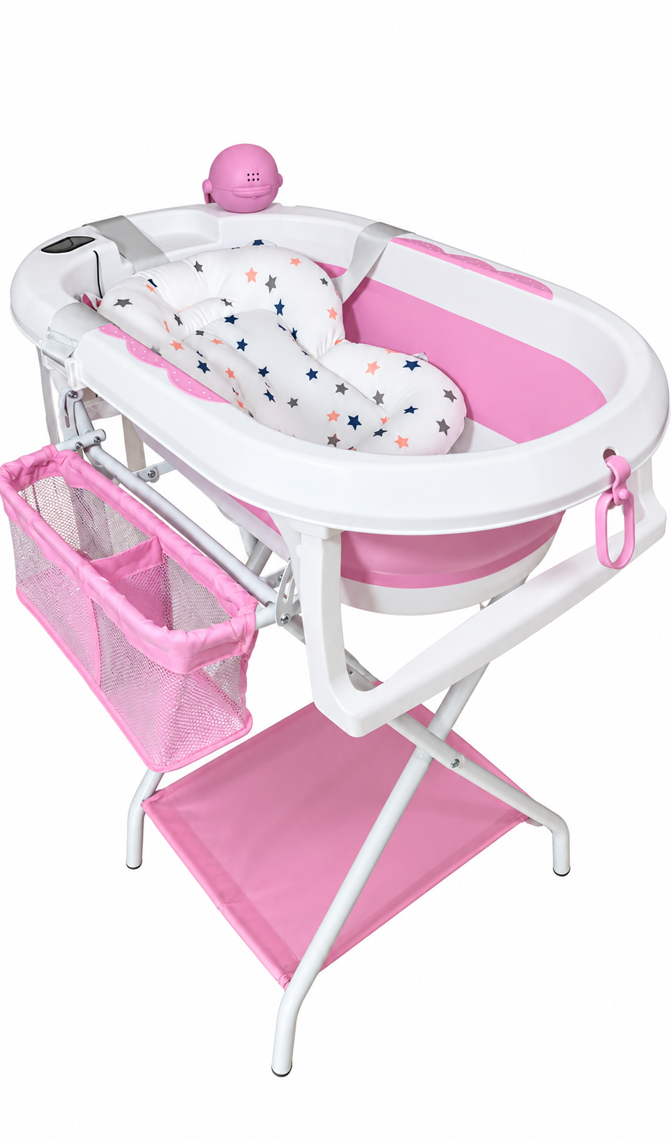 Bañera Plegable para Bebé con Base Metálica, Soporte en Espuma
