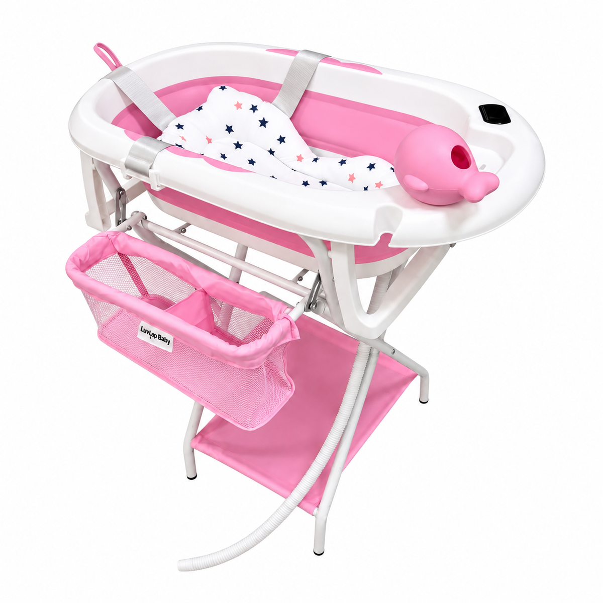 Bañera Plegable para Bebé con Base Metálica, Soporte en Espuma