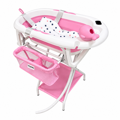 Bañera Plegable para Bebé con Base Metálica, Soporte en Espuma