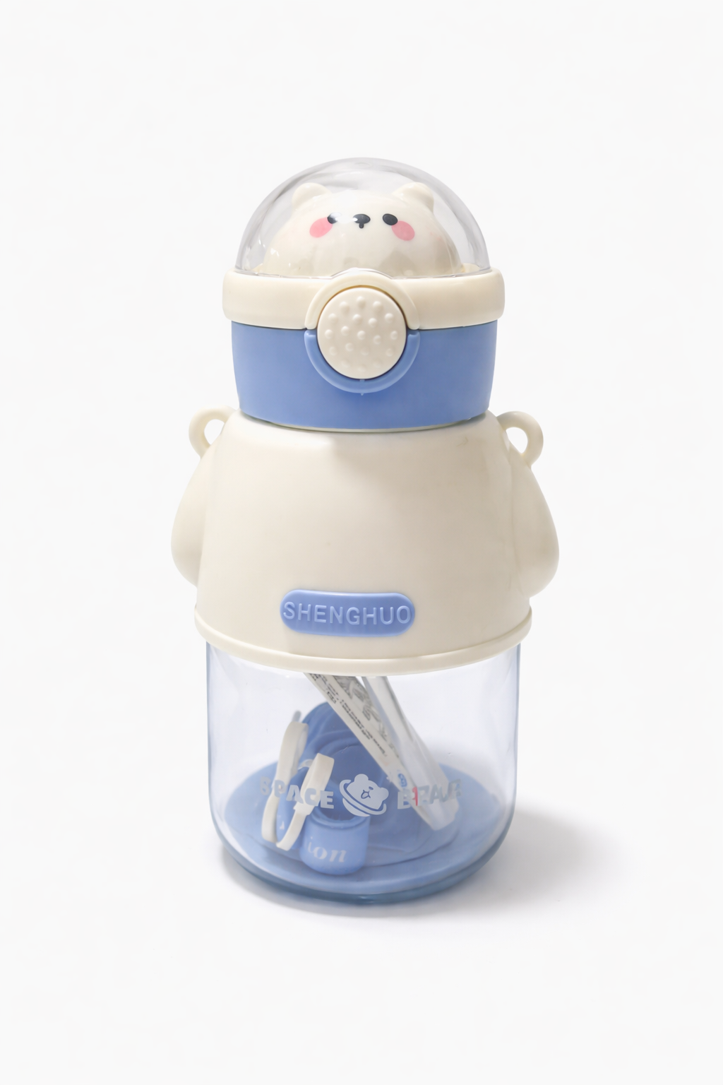 Botella con pitillo y correa