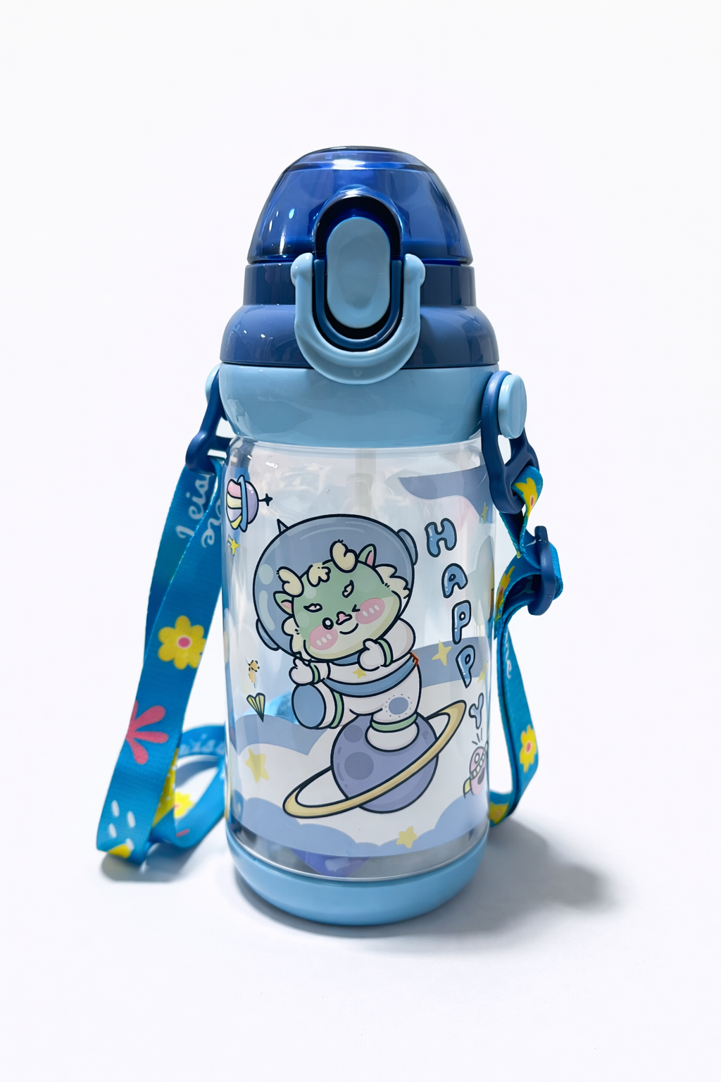 Botella con pitillo y correa