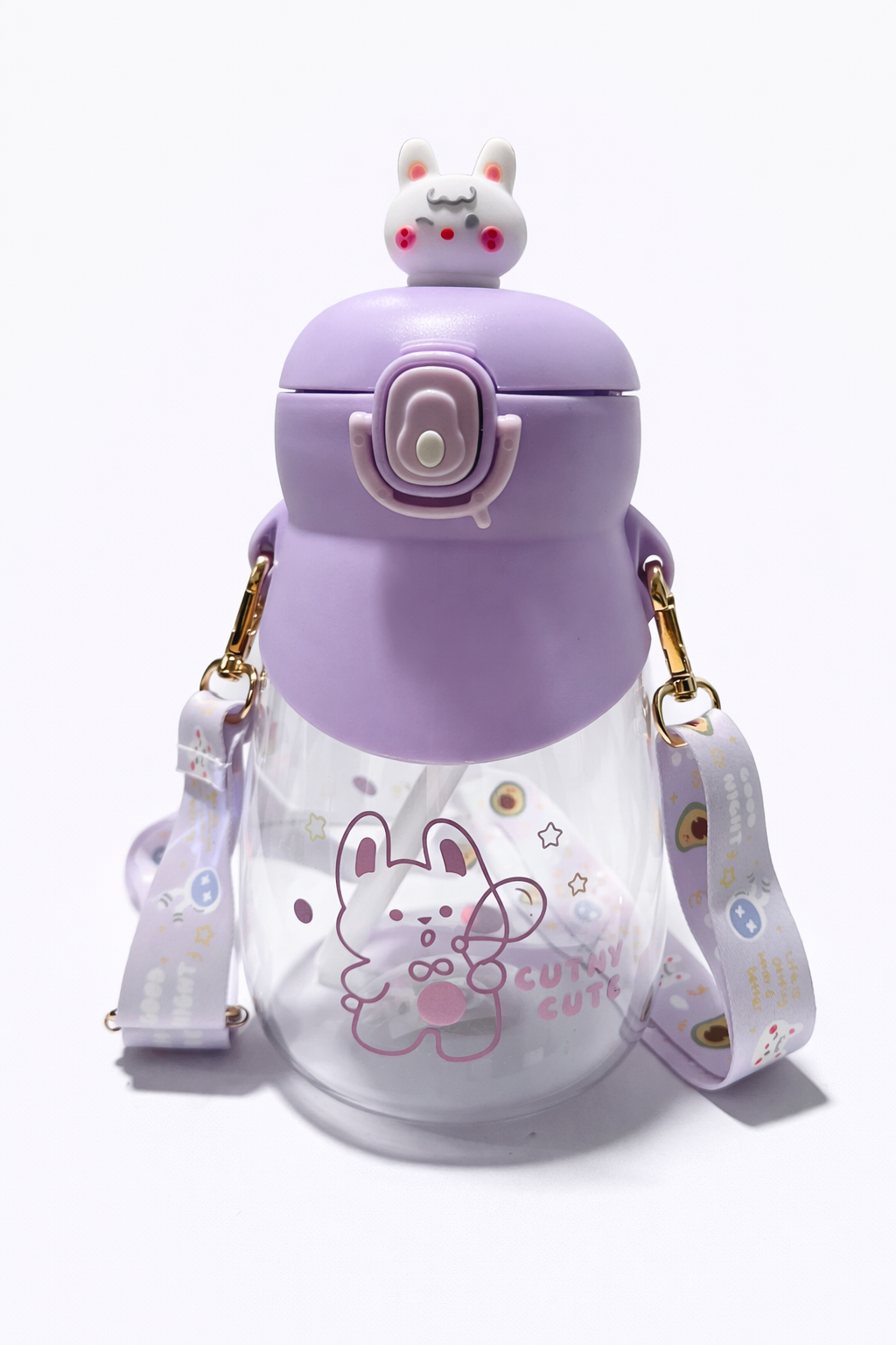 Botella con pitillo y correa conejito