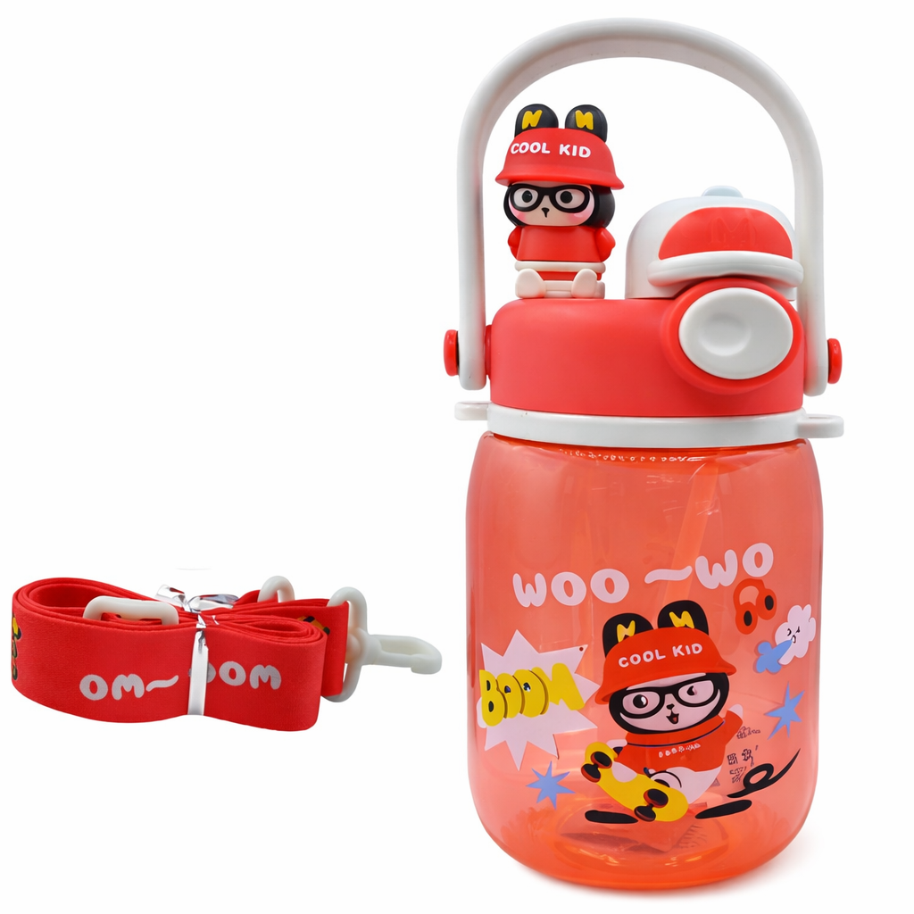 Botella doble tapa con pitillo y boquilla