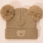 Gorro con pompones de oso infantil