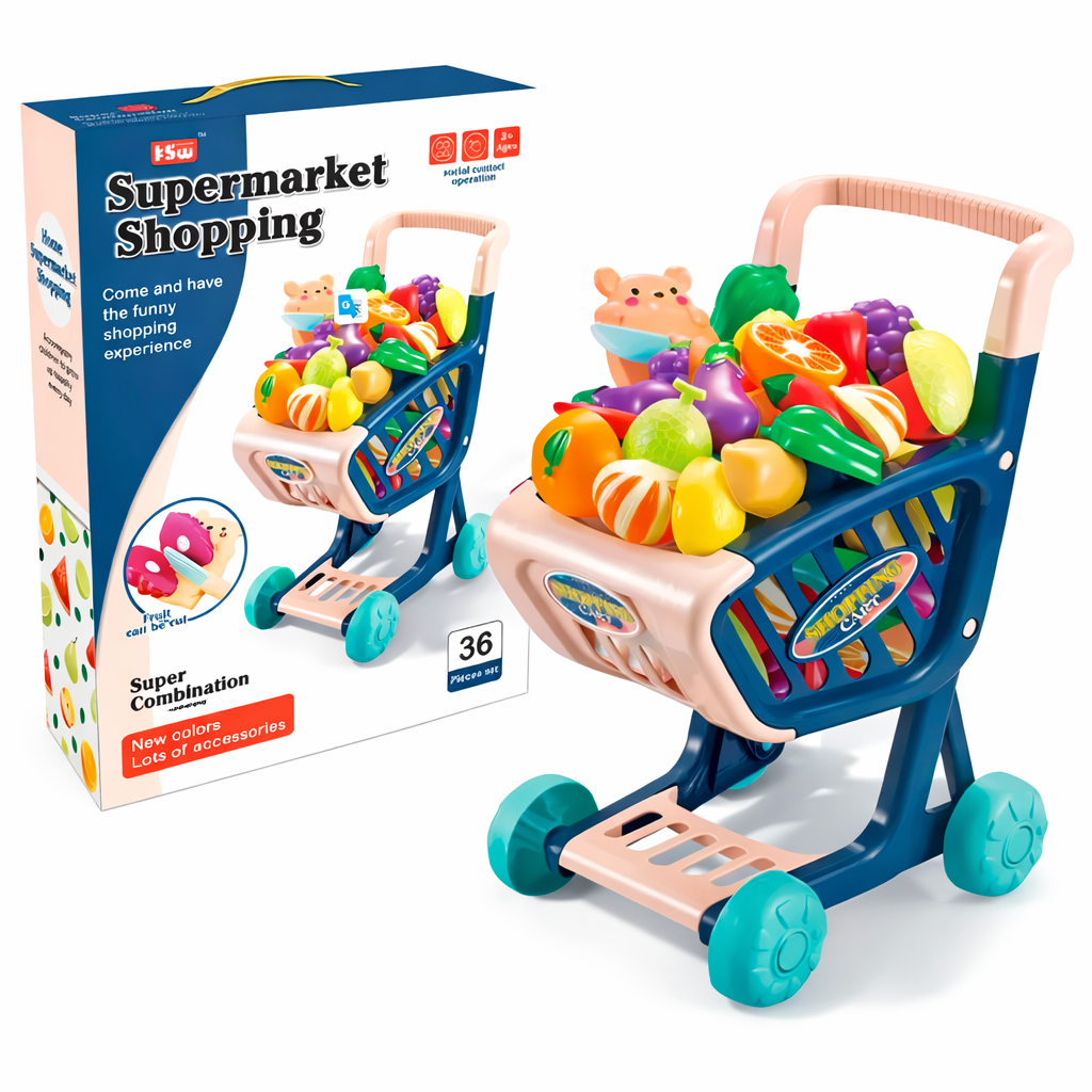 Carrito de compras infantil con accesorios