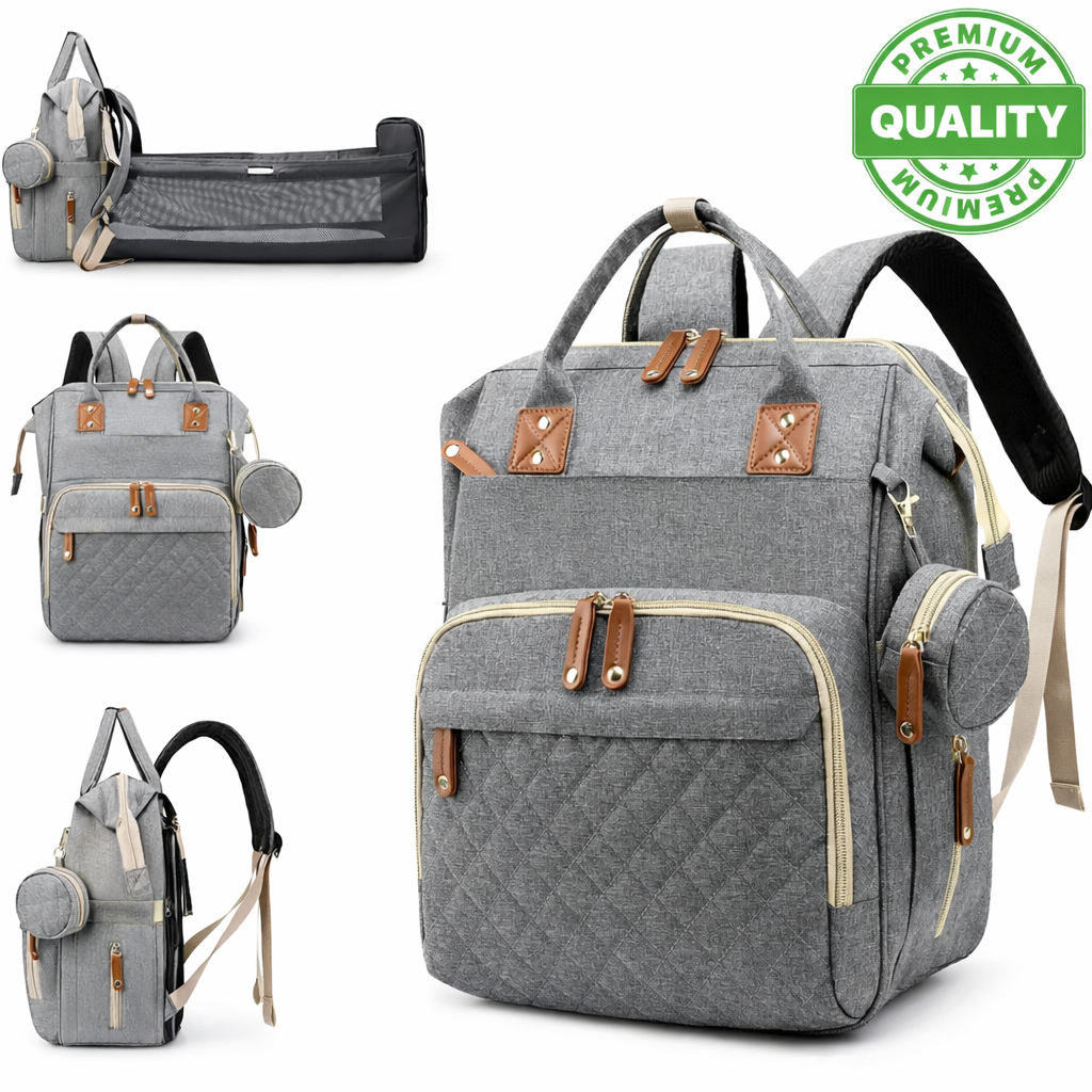 Morral pañalera multifuncional con cuna ,cambiador  y USB