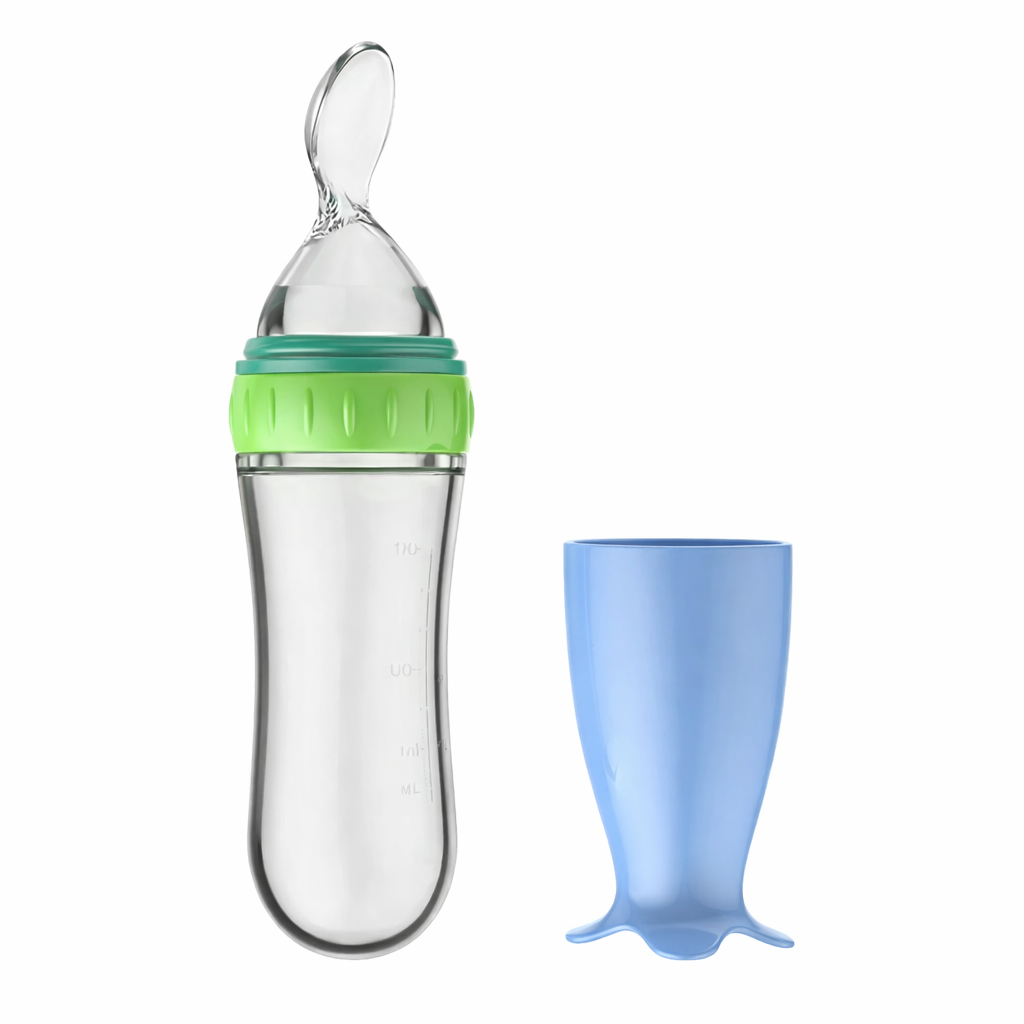 Tetero con cuchara para bebé en silicona