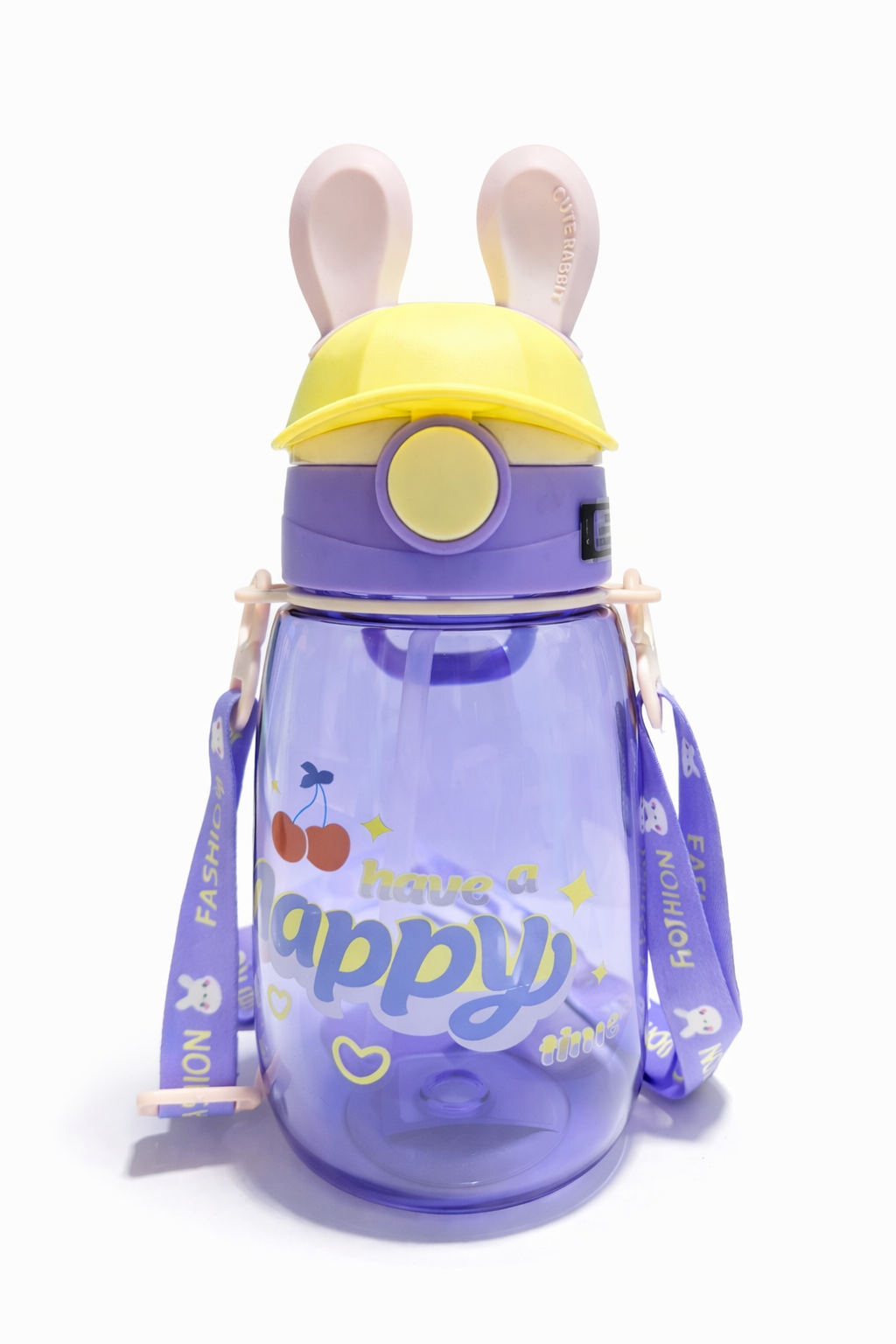 Botella con pitillo diseño conejo