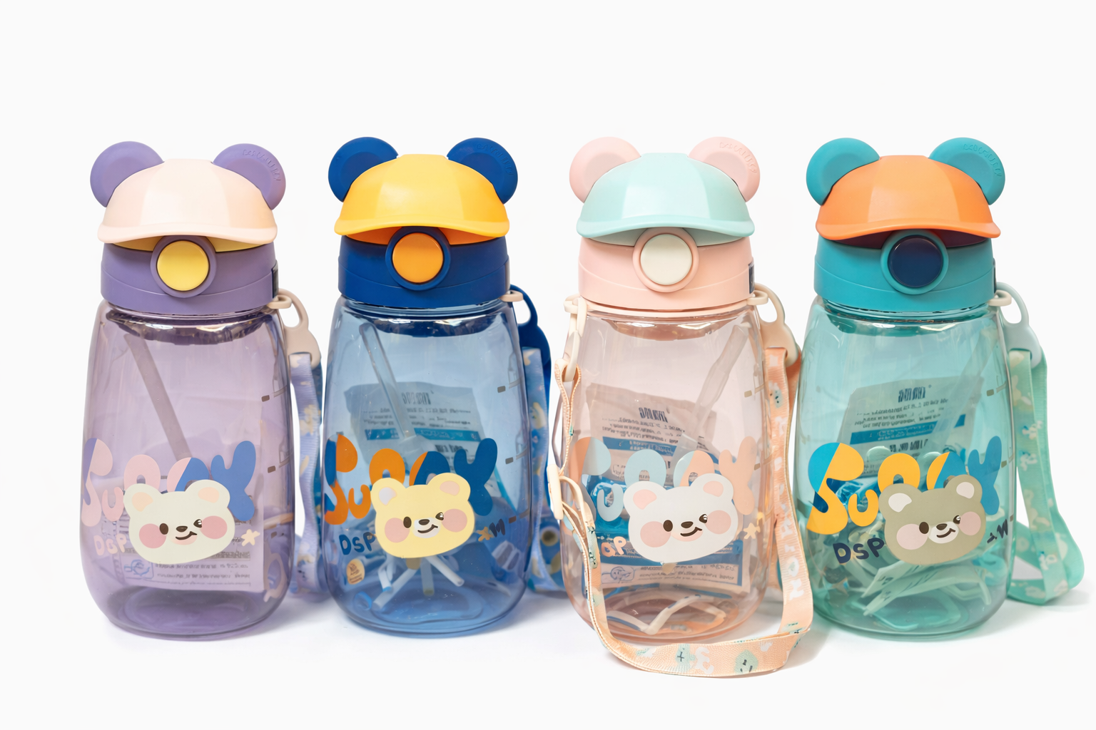 Botella con pitillo diseño orejitas