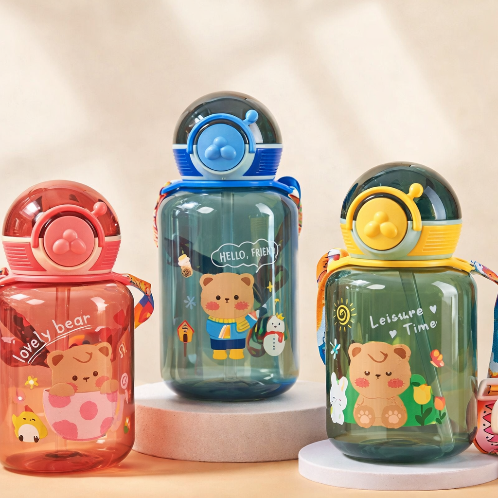 Botella con pitillo y correa