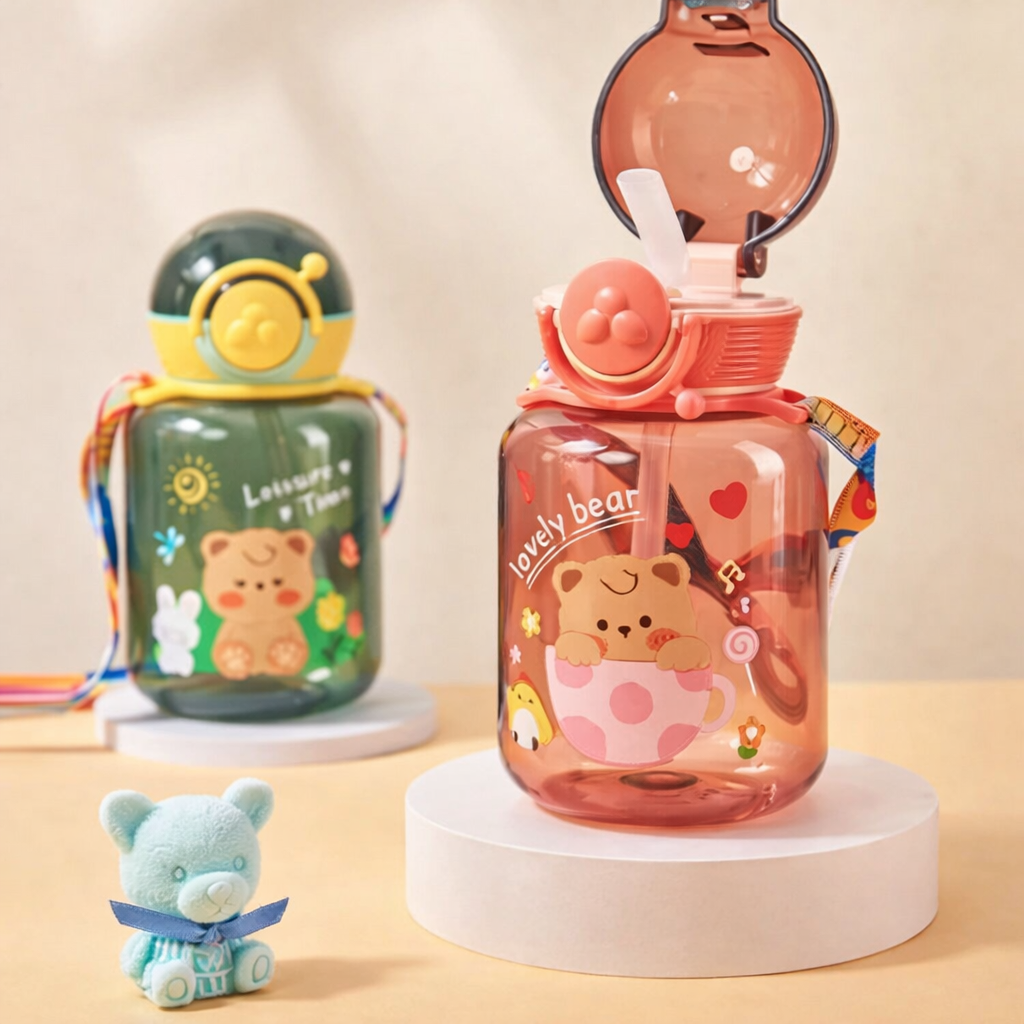 Botella con pitillo y correa