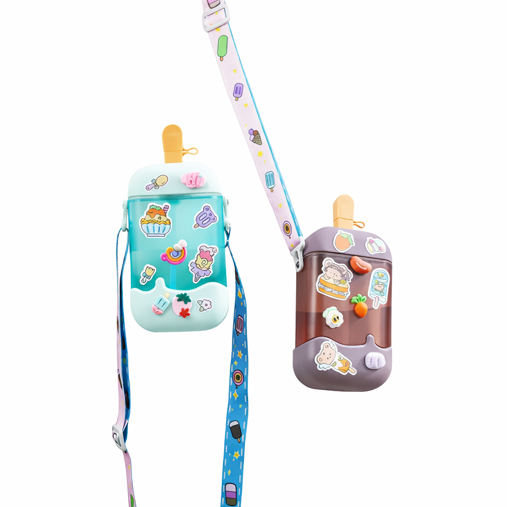 Botella con pitillo diseño helado