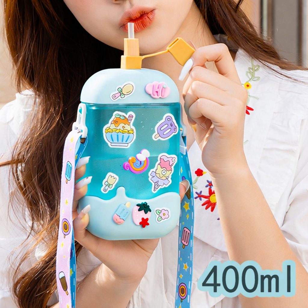 Botella con pitillo diseño helado