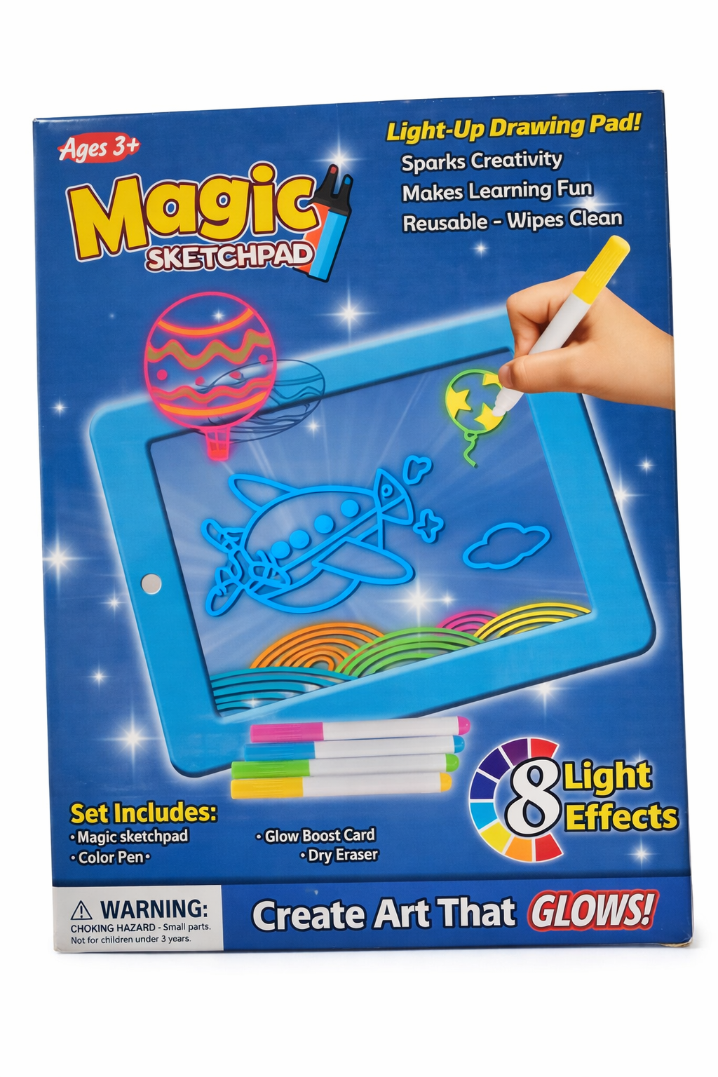 Tabla mágica de dibujo con lápices neón
