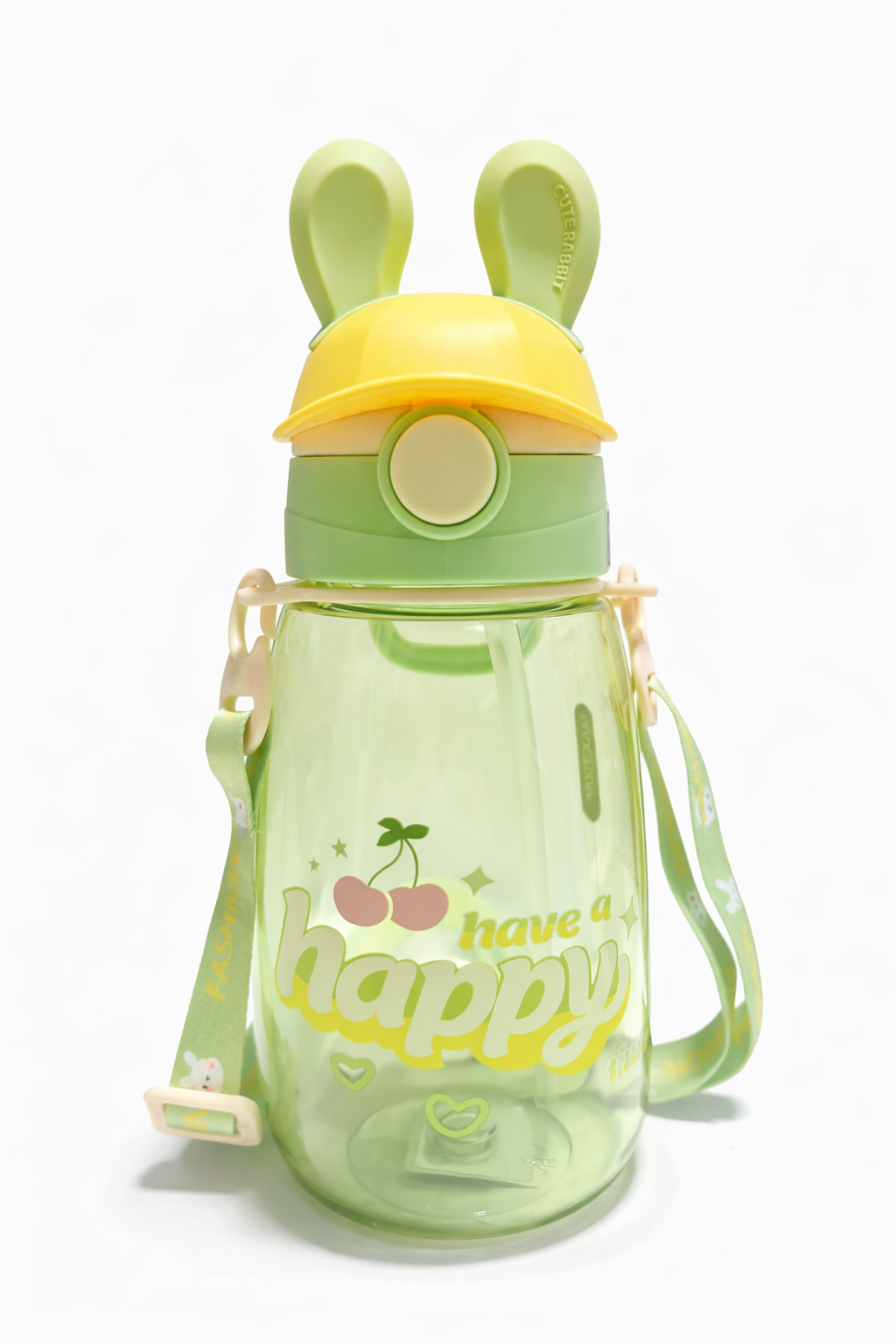 Botella con pitillo diseño conejo