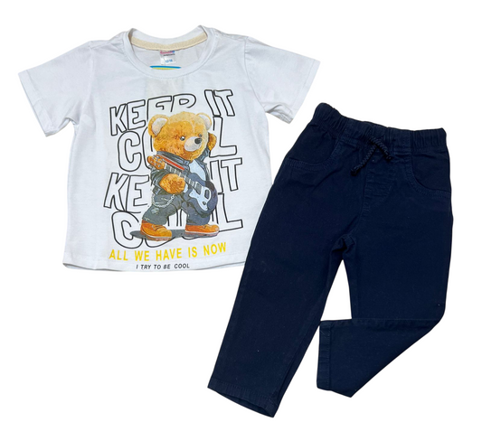 Conjunto Camiseta Oso Rockero y Pantalón