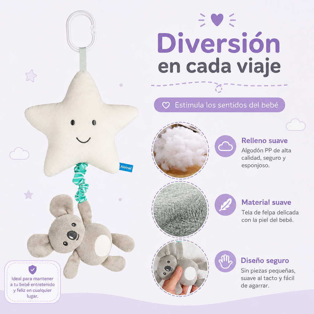 Juguete Colgante de Peluche con Sonajero