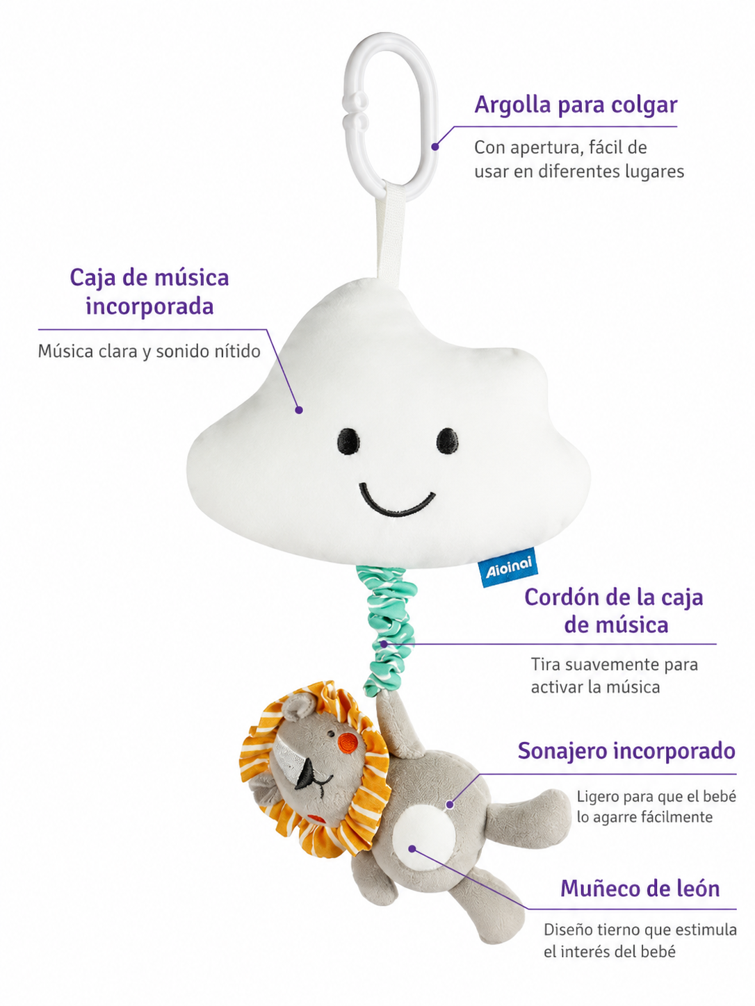 Juguete Colgante de Peluche con Sonajero