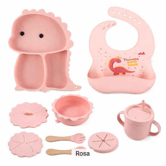 Vajilla para bebé dino en silicona