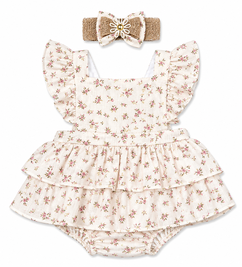 Vestido Bombacho Floral con Balaca