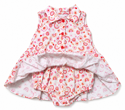 Vestido Mameluco para Bebé Niña con Pavita